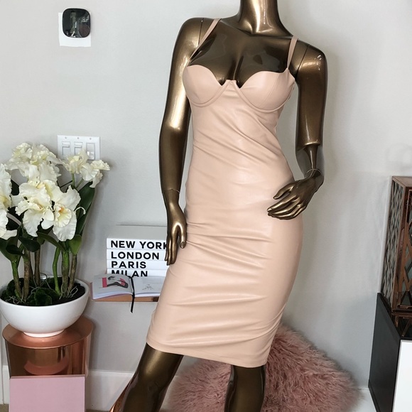 Dresses & Skirts - Beautiful cream synthetic leather dress!
